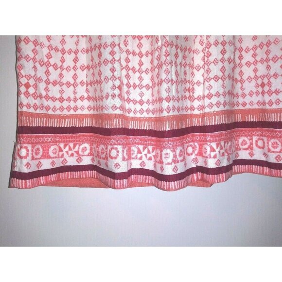 Ann Taylor Loft Skirt Sz 6 Geometric print LINEN BLEND Pleated Ivory Coral 30.5" - Picture 4 of 7